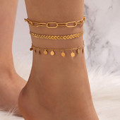 Tocona Charms cheie glezna napolitana stras stralucitor lant pentru picioare reglabil bijuterii boeme cadou pentru femei barbati 2 buc/seturi 21557
