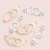 10 buc. Auriu, argintiu, litere sculptate, cătușe de libertate, brelocuri, bijuterii, conector pentru fabricarea de brățări, coliere