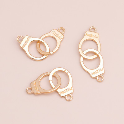 10 buc. Auriu, argintiu, litere sculptate, cătușe de libertate, brelocuri, bijuterii, conector pentru fabricarea de brățări, coliere