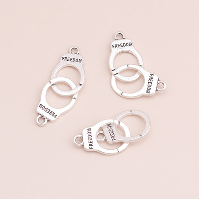 10 buc. Auriu, argintiu, litere sculptate, cătușe de libertate, brelocuri, bijuterii, conector pentru fabricarea de brățări, coliere