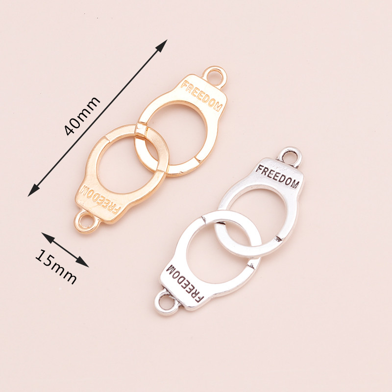 10 buc. Auriu, argintiu, litere sculptate, cătușe de libertate, brelocuri, bijuterii, conector pentru fabricarea de brățări, coliere