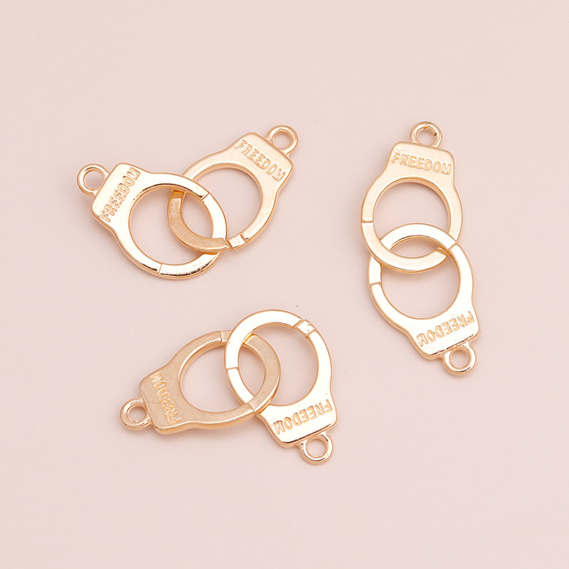 10 buc. Auriu, argintiu, litere sculptate, cătușe de libertate, brelocuri, bijuterii, conector pentru fabricarea de brățări, coliere