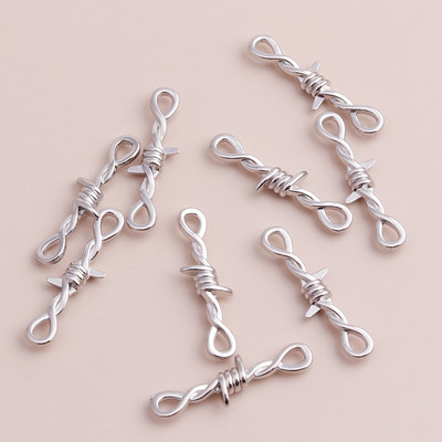 15 τμχ Tiny Twisted Thorns Connectors Charms fit Punk DIY κολιέ Βραχιόλι Ασημί χρώμα 35x6mm Making Finding Jewelry Accessories