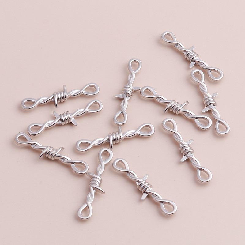 15 τμχ Tiny Twisted Thorns Connectors Charms fit Punk DIY κολιέ Βραχιόλι Ασημί χρώμα 35x6mm Making Finding Jewelry Accessories