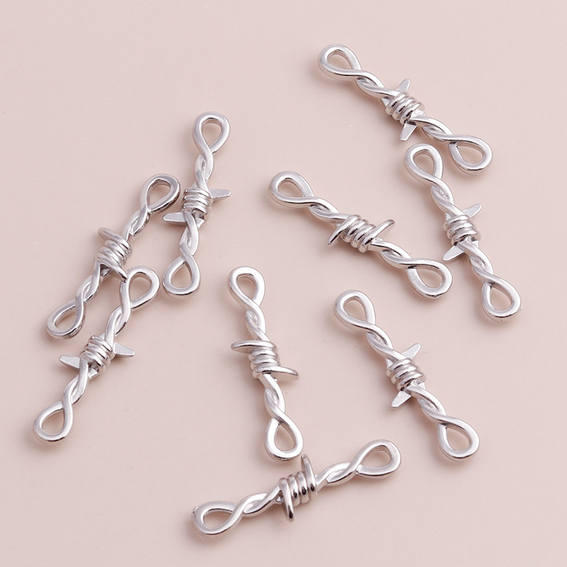 15 τμχ Tiny Twisted Thorns Connectors Charms fit Punk DIY κολιέ Βραχιόλι Ασημί χρώμα 35x6mm Making Finding Jewelry Accessories