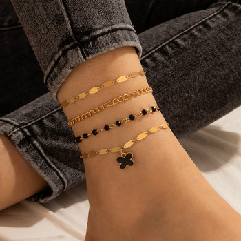 Tocona Bohemian Shell Beaded Anklets for Women Men Black Rope Star Butterfly Foot Chain Регулируеми бижута за жени Men8007