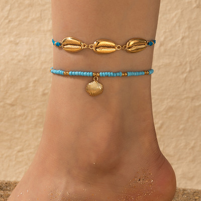 Tocona Bohemian Shell gleznă cu margele pentru femei bărbați frânghie neagră stea fluture picior lanț bijuterii reglabile pentru femei bărbați8007