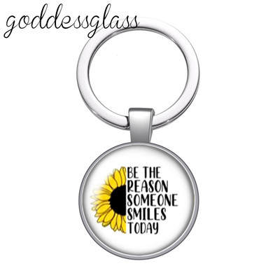 Új napraforgó és idézetek "Love World Best Mom Lucky" üveg cabochon kulcstartó Táska Autós kulcstartó Gyűrűtartó Charms kulcstartó ajándék