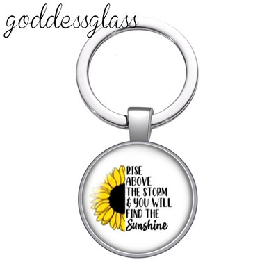 Új napraforgó és idézetek "Love World Best Mom Lucky" üveg cabochon kulcstartó Táska Autós kulcstartó Gyűrűtartó Charms kulcstartó ajándék