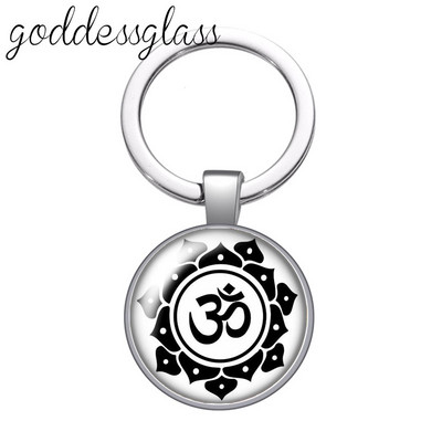 Statuia lui Buddha religie budism lotus breloc cabochon din sticlă rotundă geantă breloc mașină suport inel brelocuri brelocuri cadouri