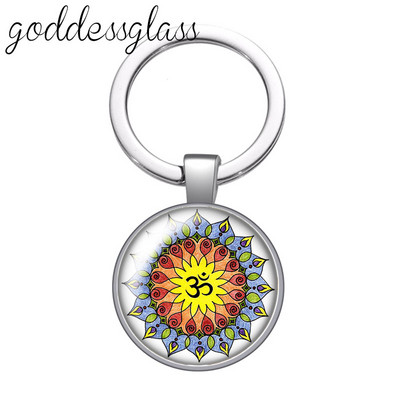 Statuia lui Buddha religie budism lotus breloc cabochon din sticlă rotundă geantă breloc mașină suport inel brelocuri brelocuri cadouri