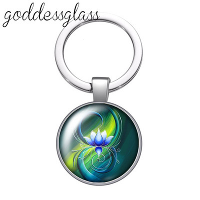 Statuia lui Buddha religie budism lotus breloc cabochon din sticlă rotundă geantă breloc mașină suport inel brelocuri brelocuri cadouri