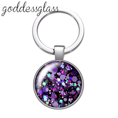 Színes Shinning csillagok Buborék Glitterek Kerek üveg cabochon kulcstartó Táska Autós kulcstartó Gyűrűtartó Charms kulcstartók ajándékba