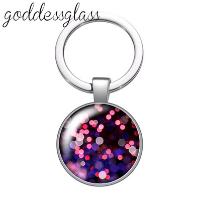 Színes Shinning csillagok Buborék Glitterek Kerek üveg cabochon kulcstartó Táska Autós kulcstartó Gyűrűtartó Charms kulcstartók ajándékba