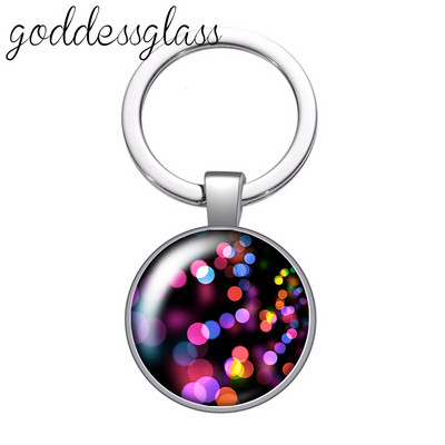Színes Shinning csillagok Buborék Glitterek Kerek üveg cabochon kulcstartó Táska Autós kulcstartó Gyűrűtartó Charms kulcstartók ajándékba