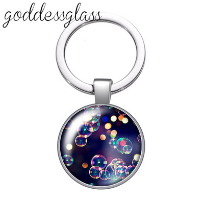 Színes Shinning csillagok Buborék Glitterek Kerek üveg cabochon kulcstartó Táska Autós kulcstartó Gyűrűtartó Charms kulcstartók ajándékba