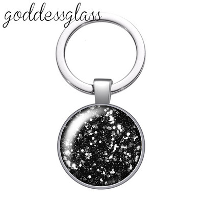 Színes Shinning csillagok Buborék Glitterek Kerek üveg cabochon kulcstartó Táska Autós kulcstartó Gyűrűtartó Charms kulcstartók ajándékba