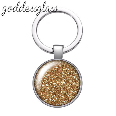 Színes Shinning csillagok Buborék Glitterek Kerek üveg cabochon kulcstartó Táska Autós kulcstartó Gyűrűtartó Charms kulcstartók ajándékba