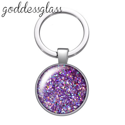 Színes Shinning csillagok Buborék Glitterek Kerek üveg cabochon kulcstartó Táska Autós kulcstartó Gyűrűtartó Charms kulcstartók ajándékba