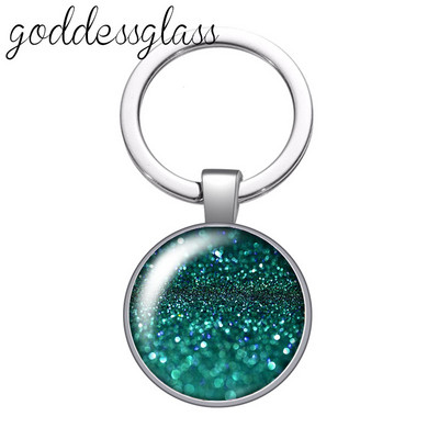 Színes Shinning csillagok Buborék Glitterek Kerek üveg cabochon kulcstartó Táska Autós kulcstartó Gyűrűtartó Charms kulcstartók ajándékba
