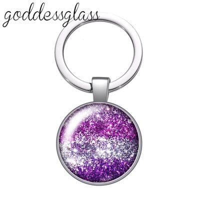 Színes Shinning csillagok Buborék Glitterek Kerek üveg cabochon kulcstartó Táska Autós kulcstartó Gyűrűtartó Charms kulcstartók ajándékba