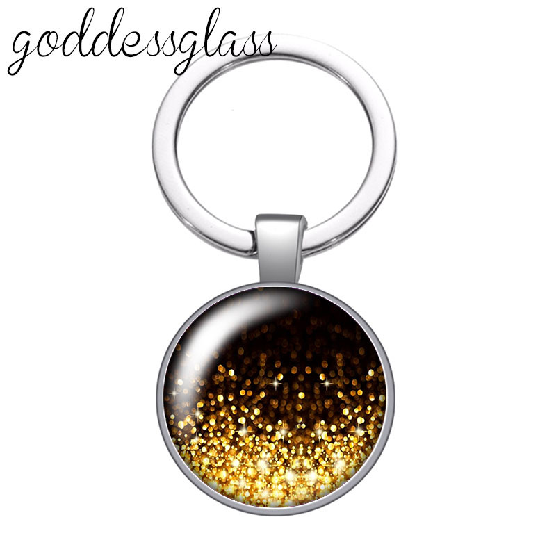 Színes Shinning csillagok Buborék Glitterek Kerek üveg cabochon kulcstartó Táska Autós kulcstartó Gyűrűtartó Charms kulcstartók ajándékba