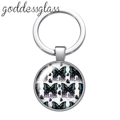 Nauji rožių gėlių raštai Daisy Ananasų 25 mm stiklo kabošonas raktų pakabukas Krepšys Automobilinis raktų pakabukas Žiedo laikiklis Charms raktų pakabukai dovana