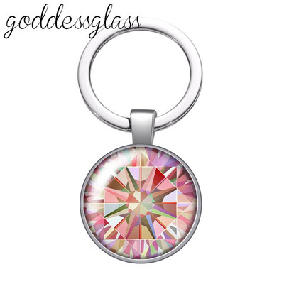 Nauji rožių gėlių raštai Daisy Ananasų 25 mm stiklo kabošonas raktų pakabukas Krepšys Automobilinis raktų pakabukas Žiedo laikiklis Charms raktų pakabukai dovana