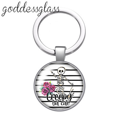 New Rose Flower Skull Punk Fashion 25mm sticlă cabochon breloc geantă mașină breloc suport inel brelocuri brelocuri cadou