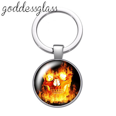 New Rose Flower Skull Punk Fashion 25mm sticlă cabochon breloc geantă mașină breloc suport inel brelocuri brelocuri cadou