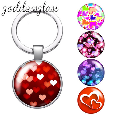 Inimi colorate Love Romantic Ziua Îndrăgostiților Breloc cabochon din sticlă Geantă Breloc mașină Suport inel Brelocuri brelocuri pentru cadouri