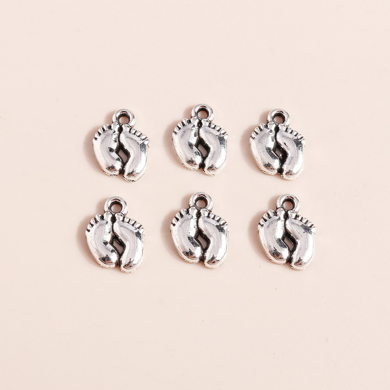 40 bucăți 14*10mm drăguț din aliaj brelocuri pentru picioare pandantive pentru coliere accesorii pentru realizarea de brățări brelocuri pentru amprenta la sol Fabricarea de bijuterii diy