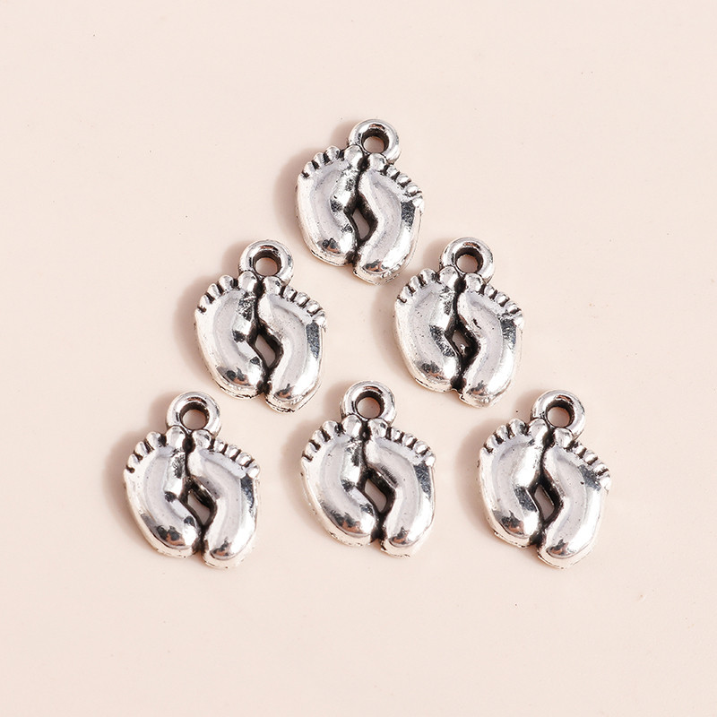 40 bucăți 14*10mm drăguț din aliaj brelocuri pentru picioare pandantive pentru coliere accesorii pentru realizarea de brățări brelocuri pentru amprenta la sol Fabricarea de bijuterii diy
