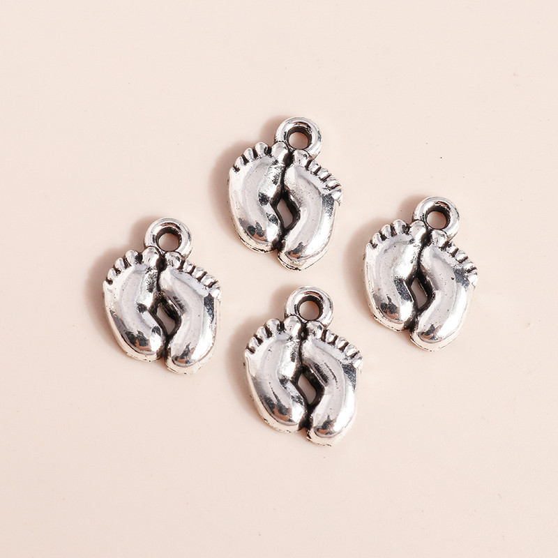 40 bucăți 14*10mm drăguț din aliaj brelocuri pentru picioare pandantive pentru coliere accesorii pentru realizarea de brățări brelocuri pentru amprenta la sol Fabricarea de bijuterii diy