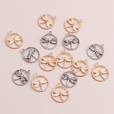 15db 20x20mm-es üreges körök állati szitakötő medálok illeszkednek karkötők arany antik ezüst színű varázslatok kézzel készített ékszer csecsebecse