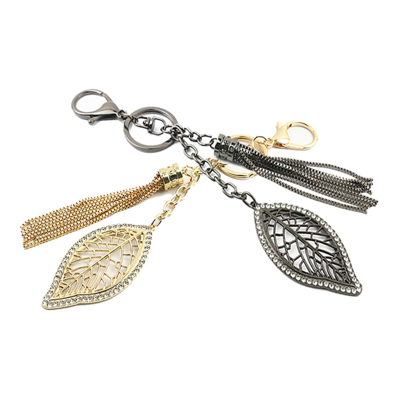 Breloc de chei cu ciucuri de modă, cu frunze de copac scobit, pentru femei, bărbați, accesorii pentru genți de mână, bijuterii agățate pentru mașină, cadou pandantiv