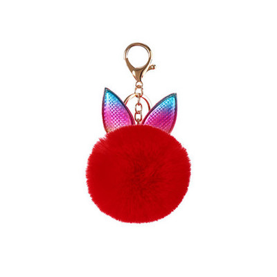 Bufniță drăguță din desene animate, blană de iepure pufoasă, minge de pluș, cu pandantiv, lanț cheie pentru geantă mașină, breloc cu animale, breloc pentru geantă