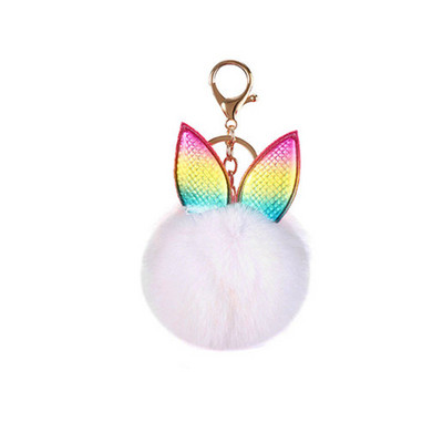 Bufniță drăguță din desene animate, blană de iepure pufoasă, minge de pluș, cu pandantiv, lanț cheie pentru geantă mașină, breloc cu animale, breloc pentru geantă