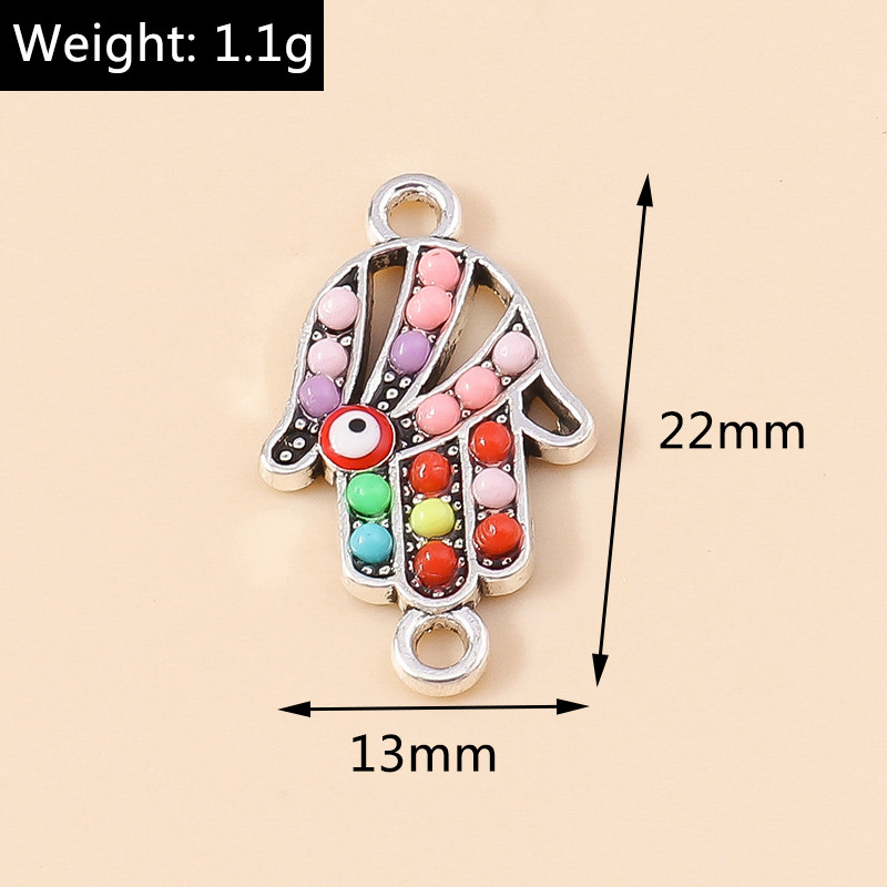 10 buc. Boemia colorată etnică Hasma Charms de mână Pandantive Conectori pentru cercei lucrați manual Colier Bijuterii DIY Cruce cu ridicata