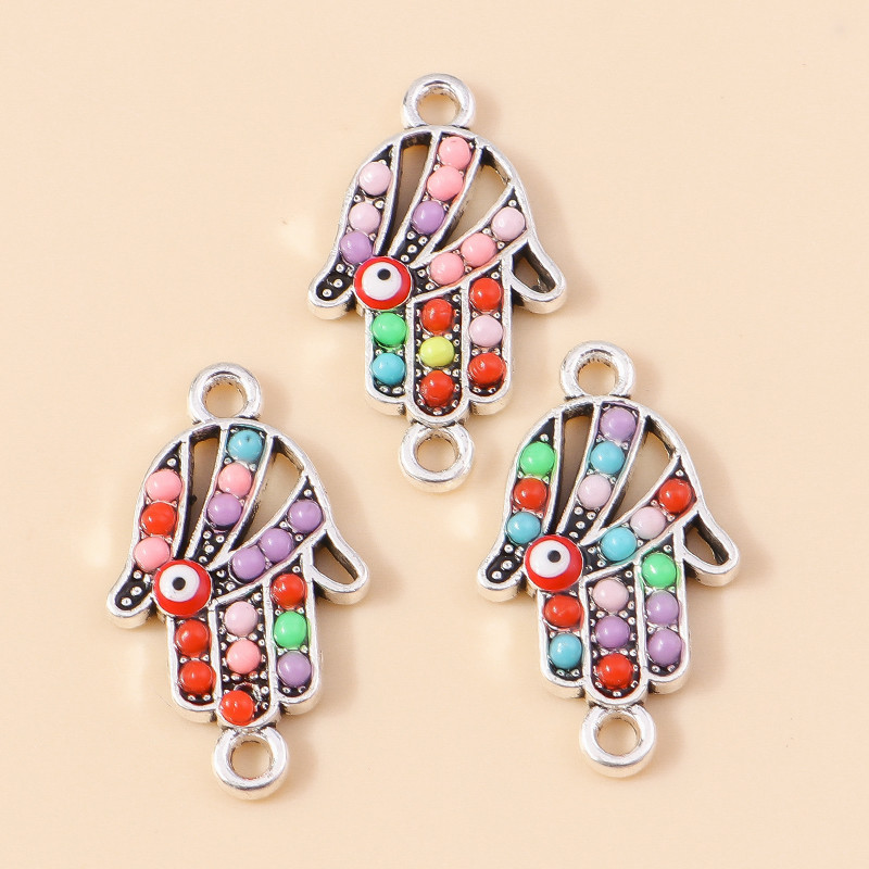 10 buc. Boemia colorată etnică Hasma Charms de mână Pandantive Conectori pentru cercei lucrați manual Colier Bijuterii DIY Cruce cu ridicata