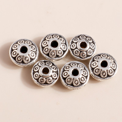 50db 5*9mm-es tibeti ezüst színű mini haltávtartó laza gyöngyök bűbáj csatlakozók barkácsoláshoz karkötő karkötő karperec ékszer készítése