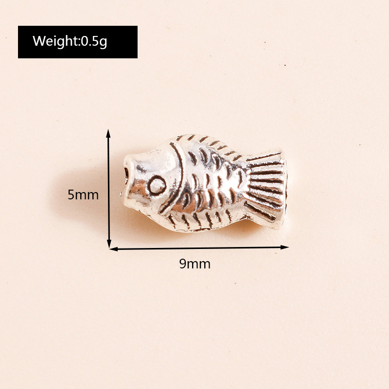 50db 5*9mm-es tibeti ezüst színű mini haltávtartó laza gyöngyök bűbáj csatlakozók barkácsoláshoz karkötő karkötő karperec ékszer készítése