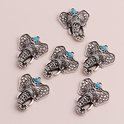 4 vnt Vintažinio lydinio papuošalai Boho natūralaus akmens karoliukai Retro gyvūnų dramblių pakabukai, pakabukai, skirti pasidaryk pats, karoliai, apyrankės 37x32 mm