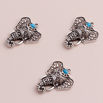 4 buc Bijuterii din aliaj de epocă Boho margele din piatră naturală Retro Animal elefant pandantive Brelocuri pentru bricolaj coliere brățări 37x32mm