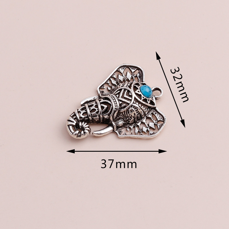 4 buc Bijuterii din aliaj de epocă Boho margele din piatră naturală Retro Animal elefant pandantive Brelocuri pentru bricolaj coliere brățări 37x32mm