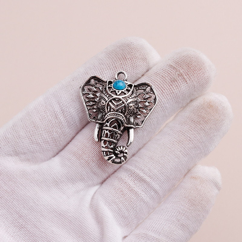 4 buc Bijuterii din aliaj de epocă Boho margele din piatră naturală Retro Animal elefant pandantive Brelocuri pentru bricolaj coliere brățări 37x32mm