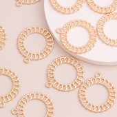 10 bucăți 32x27mm Cercuri răsucite geometrice de culoare aurie Brelocuri rotunde pentru brățări Coliere Pandantive Diy Bijuterii Constatări