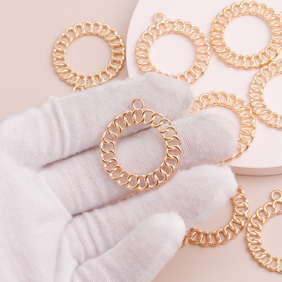 10 bucăți 32x27mm Cercuri răsucite geometrice de culoare aurie Brelocuri rotunde pentru brățări Coliere Pandantive Diy Bijuterii Constatări