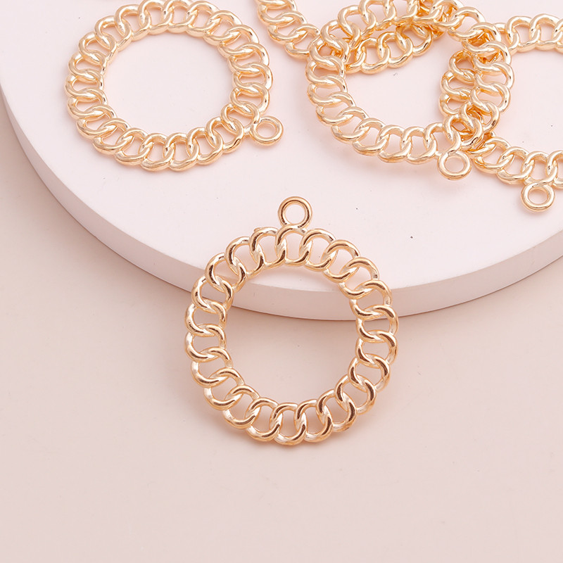 10 bucăți 32x27mm Cercuri răsucite geometrice de culoare aurie Brelocuri rotunde pentru brățări Coliere Pandantive Diy Bijuterii Constatări