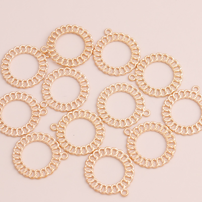 10 bucăți 32x27mm Cercuri răsucite geometrice de culoare aurie Brelocuri rotunde pentru brățări Coliere Pandantive Diy Bijuterii Constatări